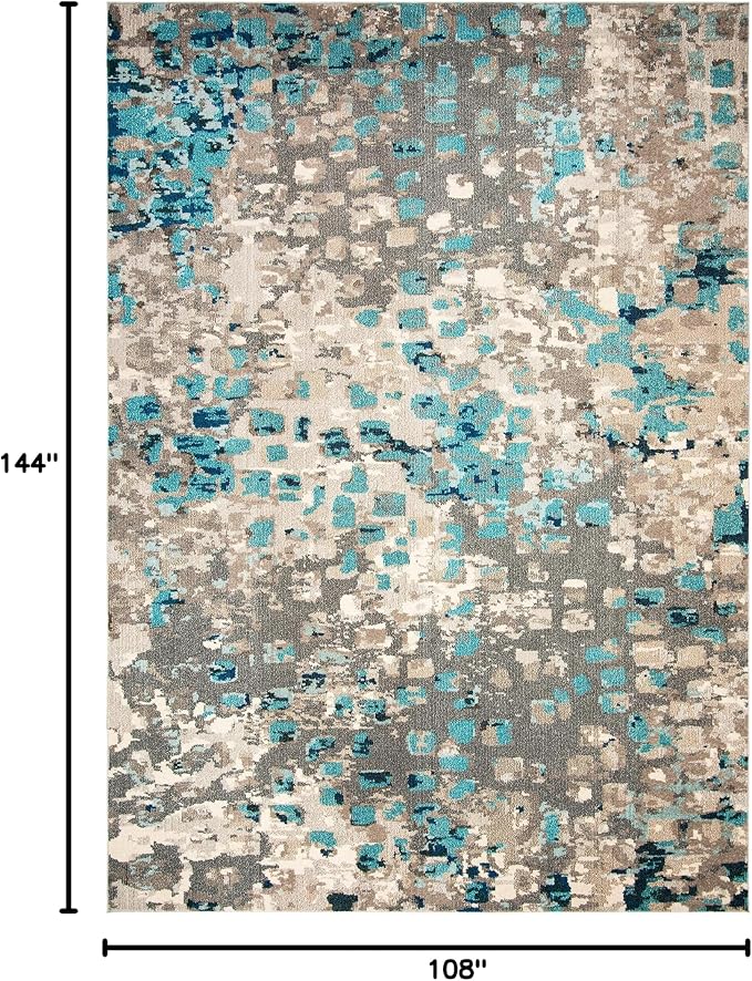 SAFAVIEH Monaco Collection 9' x 12' GreyLight Blue MNC225E Boho Chic Abstract - Image 2