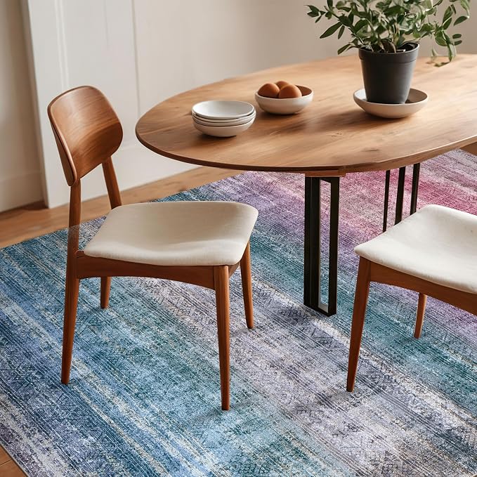 Kokia Abstract Area Rugs Boho Washable Distressed Retro Indoor 6x9 Rug - Image 8