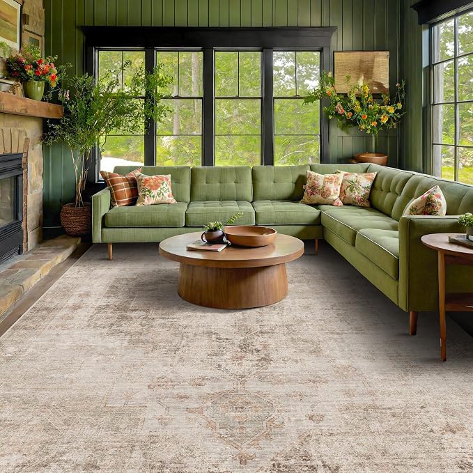 Tan Rugs for Living Room by HazoHaus