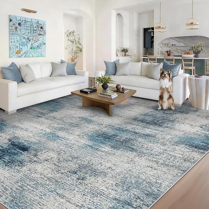 8x10 Area Rugs for Living Room: Washable Modern Abstract Rug Large Soft - Image 2