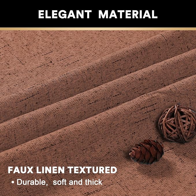 PrinceDeco Primitive Textured Linen 100% Blackout Curtains - Image 4