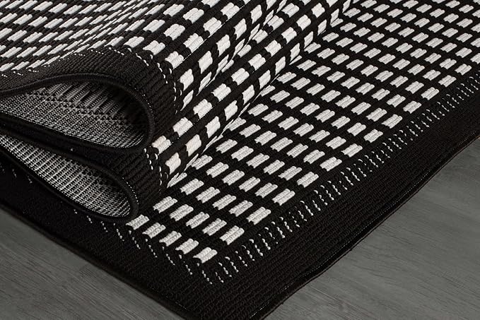 Beverly Rug Micro Loop Area Rug Black/White 5x7 Geometric Modern Luxury Zebra - Image 7