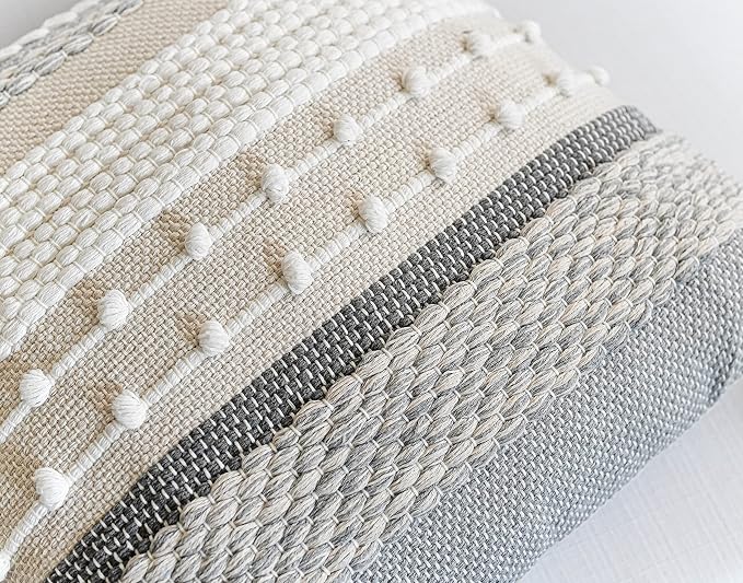 BlissBlush Gray Boho Throw Pillow Cover 18x18 Grey Decorative Accent Pillow - Image 4
