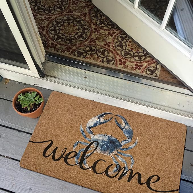 Blue Crab Welcome Door Mat, Beach Framhouse Doormat, Lake Sea Welcome Front - Image 6