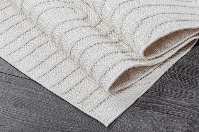 Beverly Rug Micro Loop Large Area Rug White 10x14 Modern Luxury Circle - Image 6