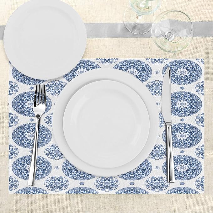 Ambesonne Vintage Place Mats Set of 4, French Country Style Floral Circular - Image 3