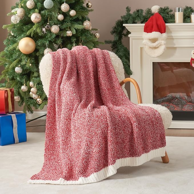 Snuggle Sac Red Throw Blanket for Couch, Super Soft Warm Christmas Red Blankets by SnuggleSac