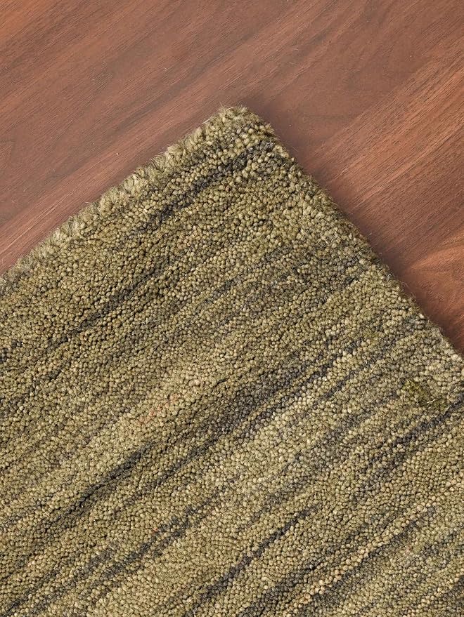 Rugsotic Carpets Hand Knotted Loom Wool 9'x12' Area Rug Solid Green L00111 - Image 7