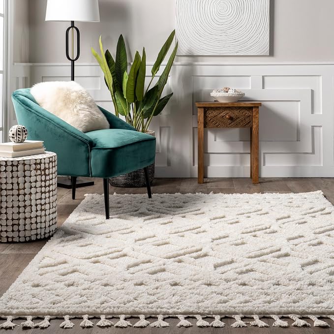 nuLOOM Akia Cream/Ivory, Geometric Lattice, Soft and Textured, High Traffic - Image 9