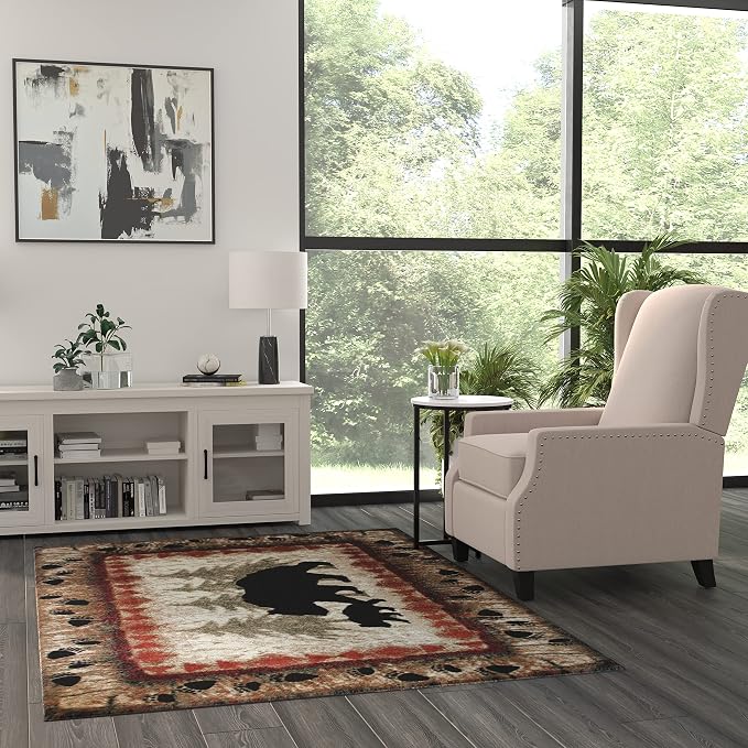 Masada Rugs, Cabin Lodge Area Rug Bear and Cub Scene - Image 3