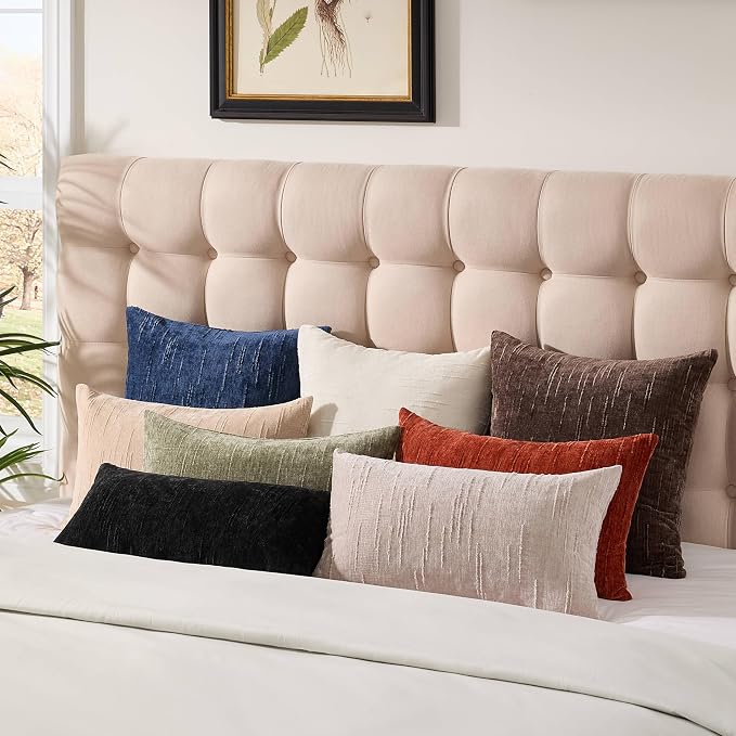 Set of 2 Soft Textured Throw Pillow Covers 24x24, Invisible Zipper Neutral - Image 8