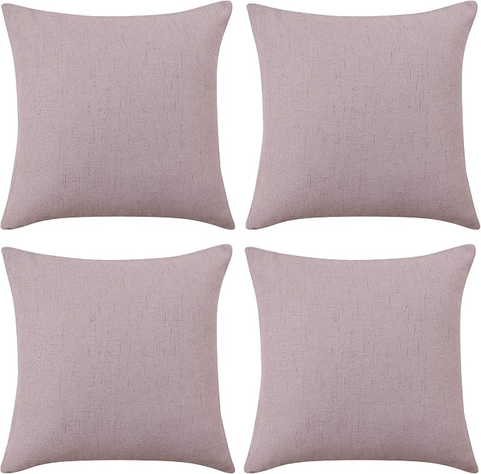 Deconovo Blank Pillow Covers 18x18, Throw Cushion Cover Set of 4, Faux Linen by Deconovo