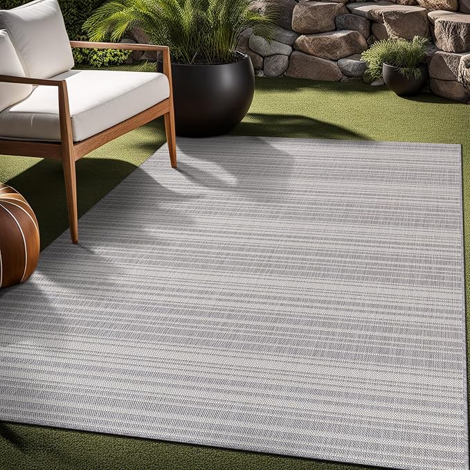 Stripe Outdoor Rug 8x10 Washable Outside Carpet - Image 9