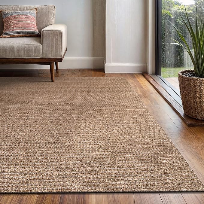 Easy Jute Rug 9x12 Indoor Outdoor Natural Rugs Solid Fiber Rug Woven Area Rug - Image 5