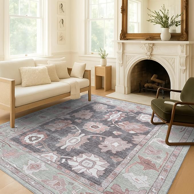 Fame Living Green Oushak Rug, Modern Rugs, Small Throw, Accent Area Rug - Image 8
