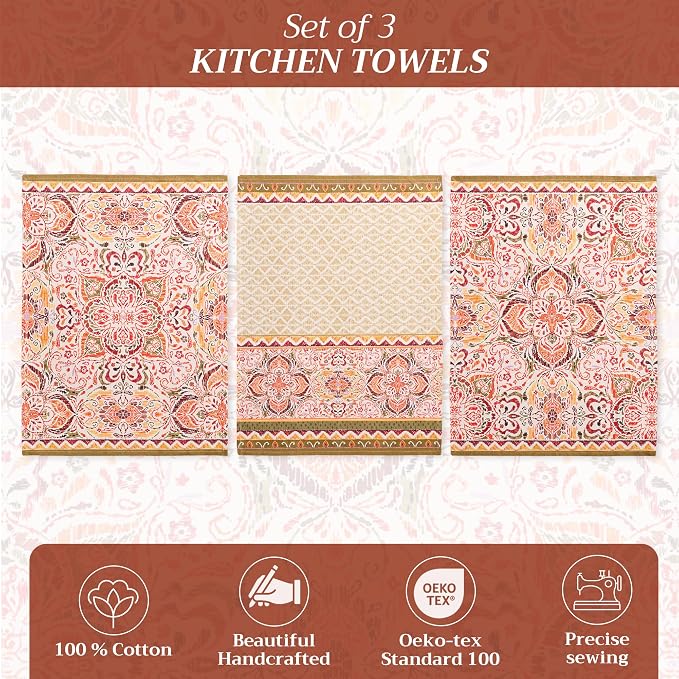 Maison d' Hermine Kitchen Towels Set of 3 100% Cotton 20" x 27.5" Reusable - Image 2