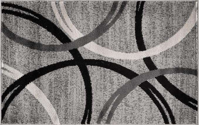 Rugshop Wavy Circles Design Accent Rug, Fade-Resistant Carpet - Image 2