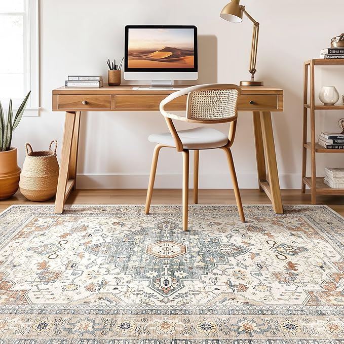 12x18 Rug Living Room: Washable Boho Large Neutral Vintage Soft Area Rug Stain - Image 7