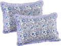 CPC Indigo Blue 100% Cotton Block Print Ruffle Sham Cover 20X36 inch Pack of 2 by COTTONPRINTCLUB