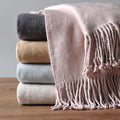 EP Mode Fringed Mulberry Silk Throw Blanket by EPMode