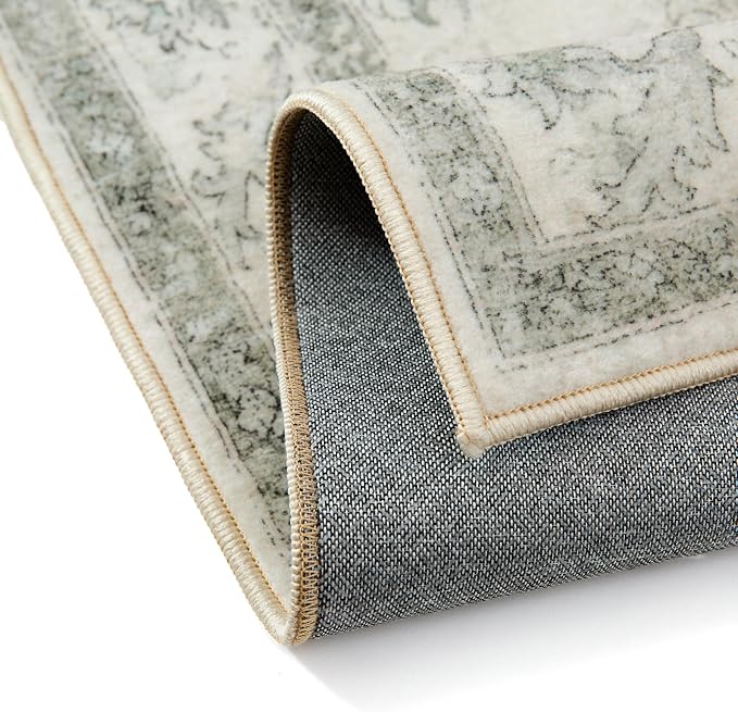 Green Area Rug 8x10 Washable Living Room Carpet Vintage Non Slip Soft Bedroom - Image 9