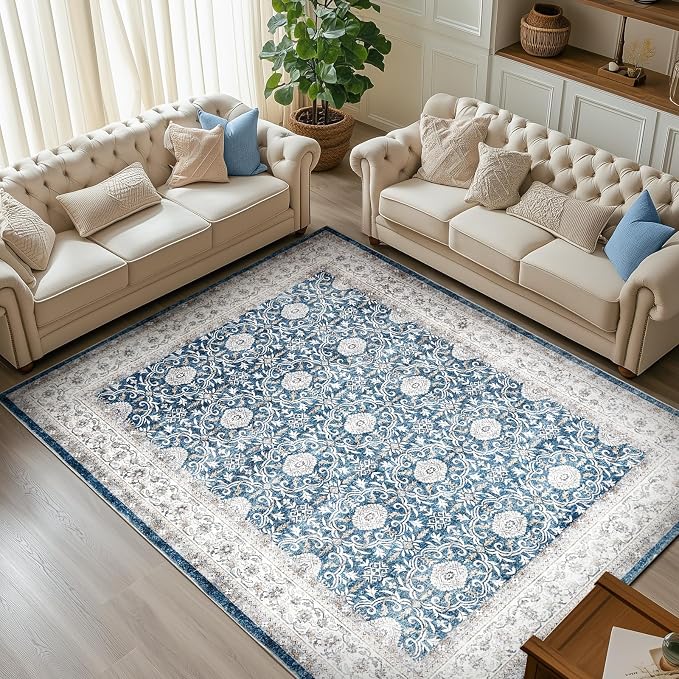 jinchan Floral 8x10 Area Rug for Living Room Machine Washable Vintage by JINCHAN
