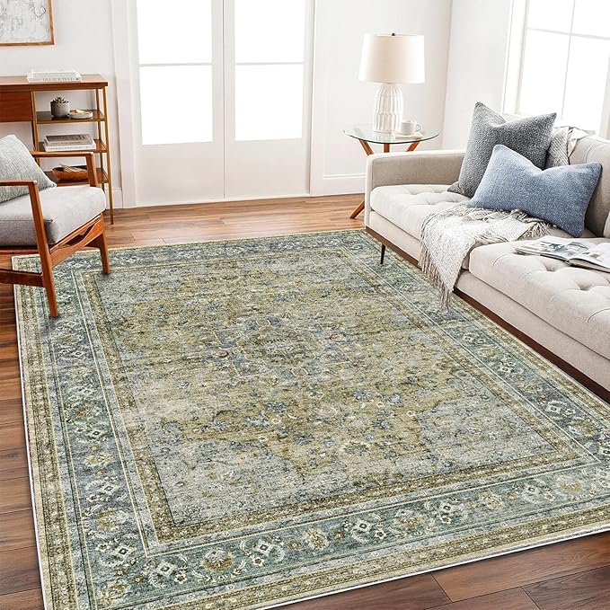 Washable Area Rug 4'x6' Traditional Floor Cover Foldable Thin Rugs Retro - Image 2