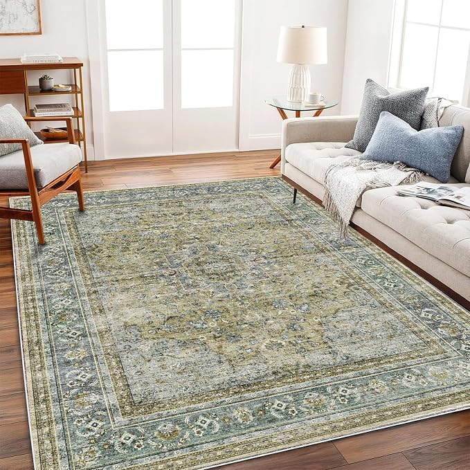 Area Rug 6'x9' Washable Vintage Traditional Floor Cover Thin Retro Kitchen by CHAMPLANT