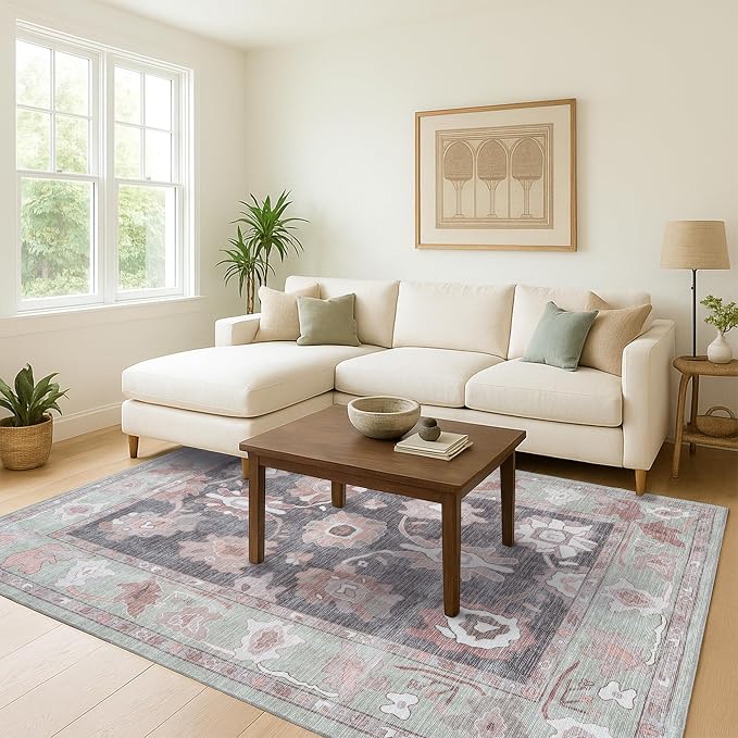 Fame Living Green Oushak Rug, Modern Rugs, Small Throw, Accent Area Rug - Image 9