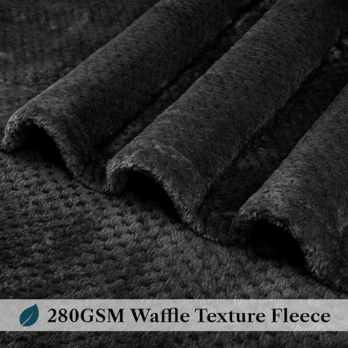 PAVILIA Black Throw Blanket for Couch Bed, Soft Fleece Throws for Sofa Chair - Image 4