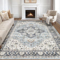 10x12 Area Rug Living Room: Washable Boho Large Neutral Vintage Soft Rugs Stain by LOONGRUG