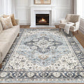 9x12 Area Rug Living Room: Washable Boho Large Neutral Vintage Soft Rugs Stain by LOONGRUG