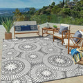Ileading Outdoor Plastic Straw Rug 8x10ft Modern Geometric Style Reversible by Ileading