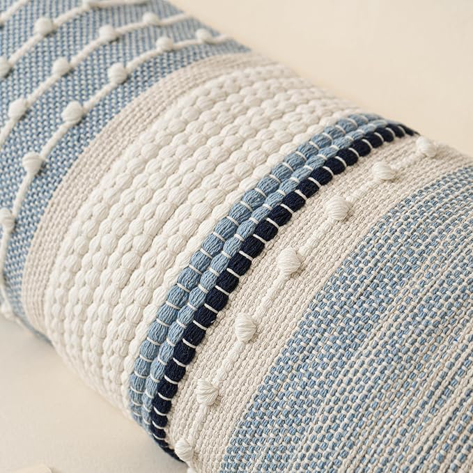 BlissBlush Decorative Lumbar Throw Pillow Cover 14x24 Boho Coastal Blue Accent - Image 9
