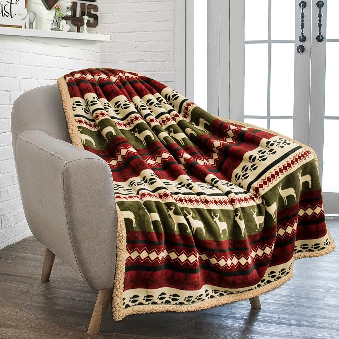 PAVILIA Premium Christmas Sherpa Throw Blanket, Ultra Soft Reversible Fleece & - Image 2