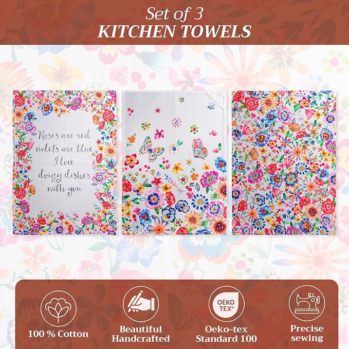 Maison d' Hermine Kitchen Towels Set of 3 100% Cotton 27.50" x 20" Reusable - Image 2