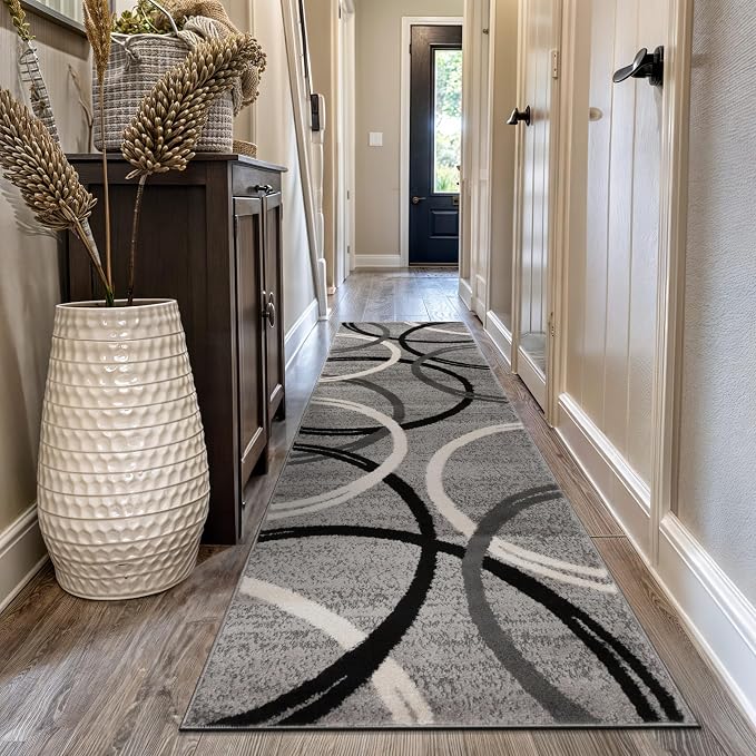 Rugshop Wavy Circles Design Runner Rug, Carpet - Image 9