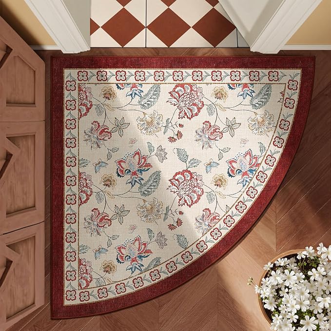 jinchan Elora Floral Corner Rug by JINCHAN