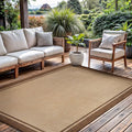 CAMILSON Outdoor Rug 8x10 Bordered Natural Brown Modern Area Rugs by CAMILSONIndoorOutdoorAreaRugs