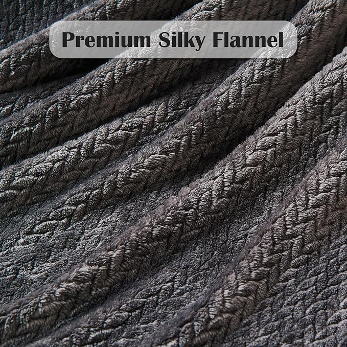 NEWCOSPLAY Super Soft King Blanket Dark Grey Premium Silky Flannel Fleece - Image 5