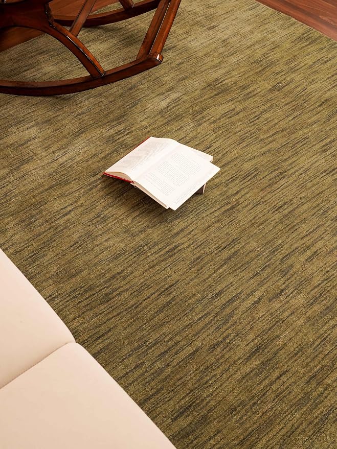 Rugsotic Carpets Hand Knotted Loom Wool 9'x12' Area Rug Solid Green L00111 by GetMyRugsLLC