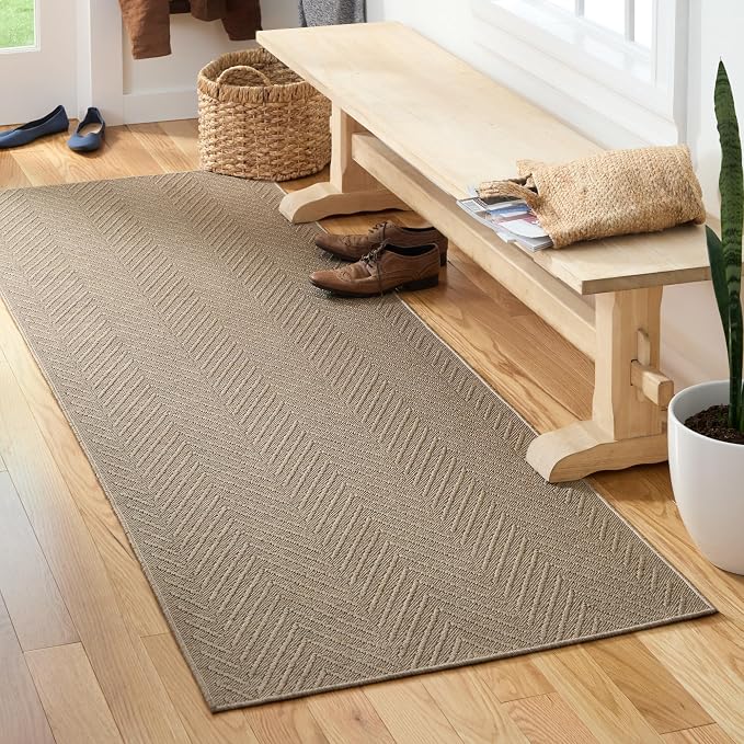 TOWN & COUNTRY BASICS Pax Herringbone Textured Solid Everwash® Washable Runner - Image 2