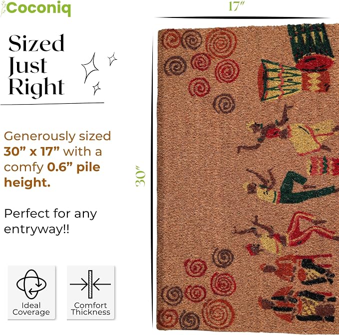 Coir Door Mats 17" X 30", Non-Slip Sturdy, PVC Backed Heavy Duty, Joy of Music - Image 4