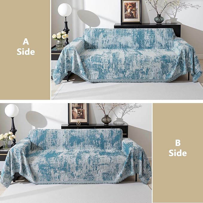 MEETSKY Boho Couch Cover for 2 Cushion Couch Sofa, Chenille Sofa Cover for - Image 5