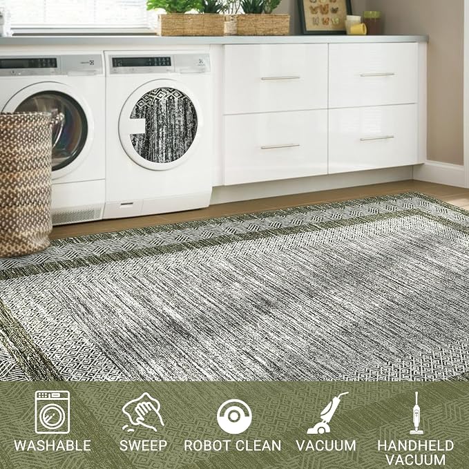 GarveeHome Modern Geometric Area Rug 5x7 Distressed Bordered Rug Washable Non - Image 6