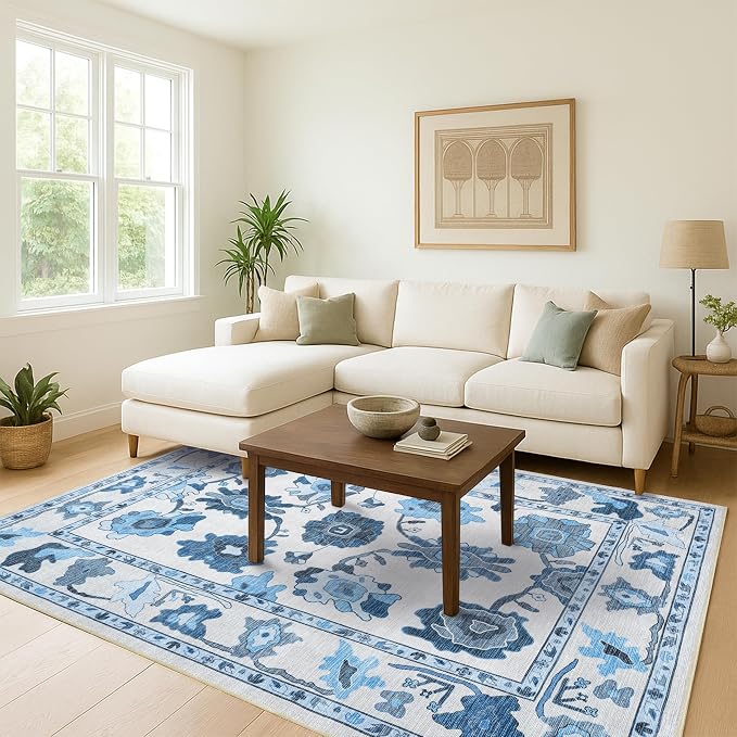 Fame Living Navy Blue Oushak Rug, Modern Rugs, Small Throw, Accent Area Rug - Image 9