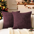 a moment Christmas Wine Red Chenille Throw Pillow Covers 22x22 Inch Pack of 2 by amoment