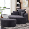 55.11" W Oversized Round Chaise Lounge Chair, Deep Seat Corduroy Cloud by HomePage