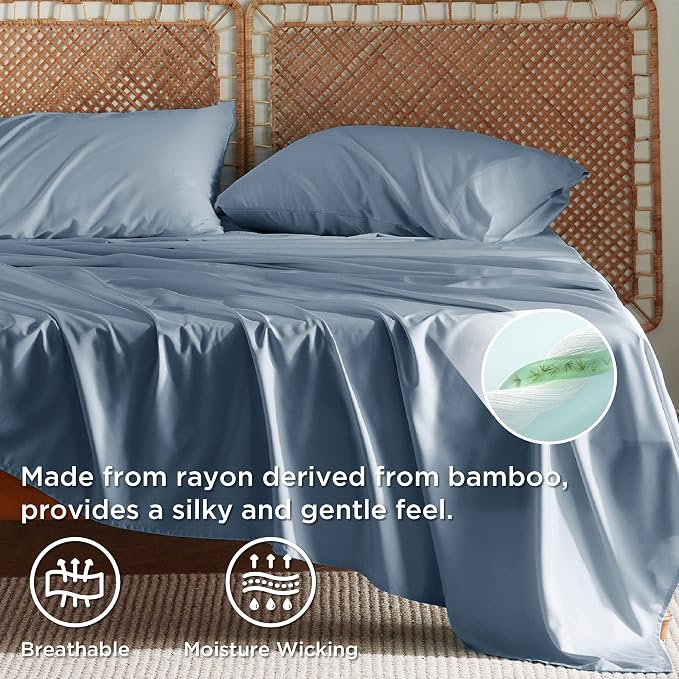 Bedsure Full Size Bed Sheets, Cooling Sheets, Rayon Derived from Bamboo - Image 3
