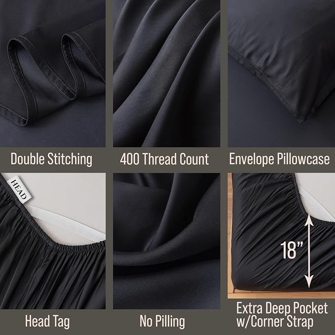 Bella Coterie 6 Piece Luxury Bamboo Viscose King Size Sheet Set | 100% - Image 3